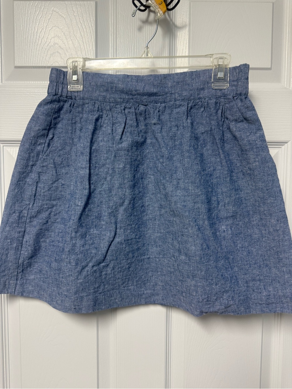 LOFT Chambray Blue A-Line Linen-Blend Skirt